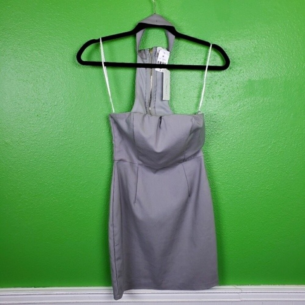 ALOT women's gray choker party club mini dress size US 4